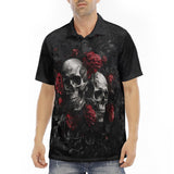 Men's Polo Shirt Gothic Skulls and Roses
