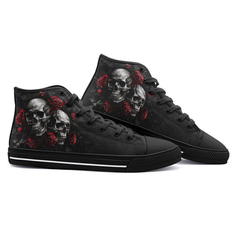 High-Top Canvas Shoes Gothic Skulls and Roses