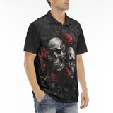 Men's Polo Shirt Gothic Skulls and Roses