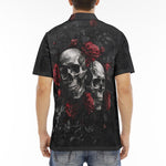 Men's Polo Shirt Gothic Skulls and Roses