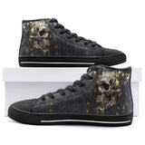 High-Top Canvas Shoes Skull with Gold Dripping