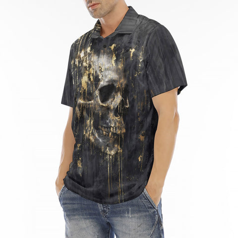 Men's Polo Shirt Skull with Gold Dripping