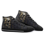 High-Top Canvas Shoes Skull with Gold Dripping