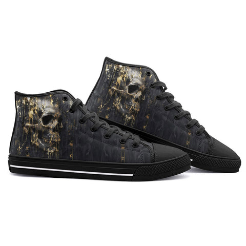 High-Top Canvas Shoes Skull with Gold Dripping