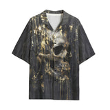 Hawaiian Shirt Skull with Gold Dripping