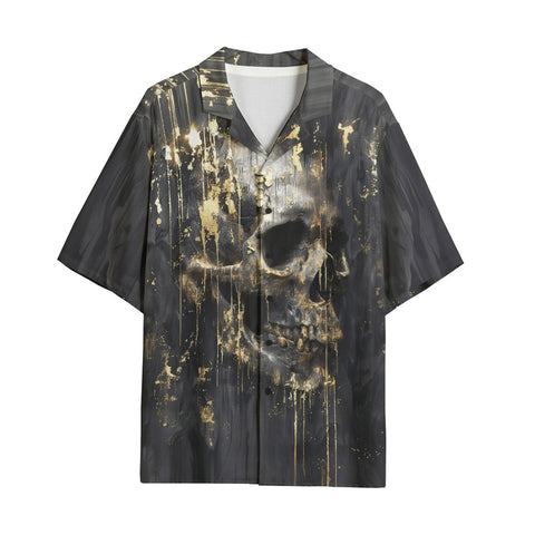 Hawaiian Shirt Skull with Gold Dripping