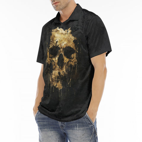 Men's Polo Shirt Dripping Gold Skull