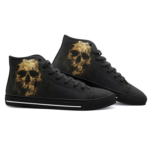 High-Top Canvas Shoes Dripping Gold Skull