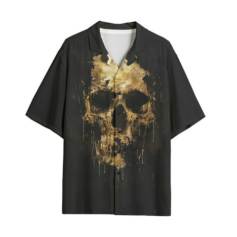 Hawaiian Shirt Dripping Gold Skull