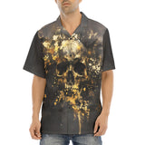 Hawaiian Shirt Skull with Golden Splashes