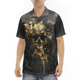 Men's Polo Shirt Skull with Golden Splashes
