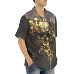 Hawaiian Shirt Skull with Golden Splashes