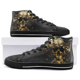 High-Top Canvas Shoes Skull with Golden Splashes