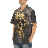 Hawaiian Shirt Skull with Golden Splashes