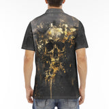 Men's Polo Shirt Skull with Golden Splashes