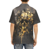 Hawaiian Shirt Skull with Golden Splashes