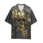 Hawaiian Shirt Skull with Golden Splashes