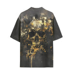 Hawaiian Shirt Skull with Golden Splashes