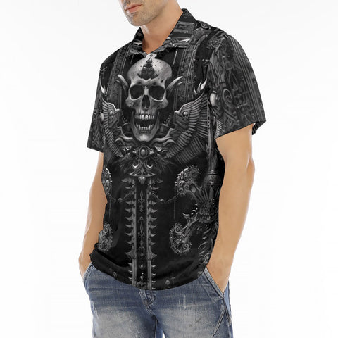 Men's Polo Shirt Ornate Gothic Metalwork Skull