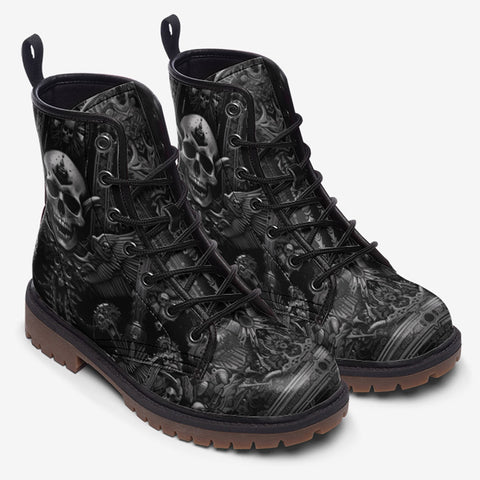 Leather Boots Ornate Gothic Metalwork Skull