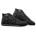 High-Top Canvas Shoes Ornate Gothic Metalwork Skull