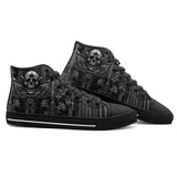 High-Top Canvas Shoes Ornate Gothic Metalwork Skull