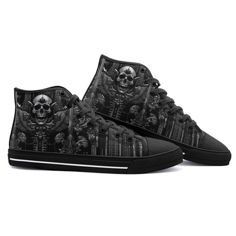 High-Top Canvas Shoes Ornate Gothic Metalwork Skull