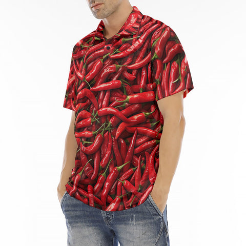 Men's Polo Shirt Red Chili Peppers Texture