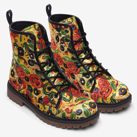 Leather Boots Pizza Pattern