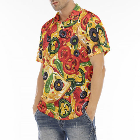 Men's Polo Shirt Pizza Pattern