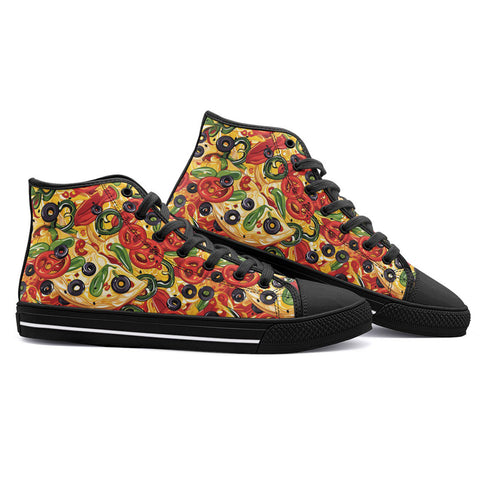 High-Top Canvas Shoes Pizza Pattern