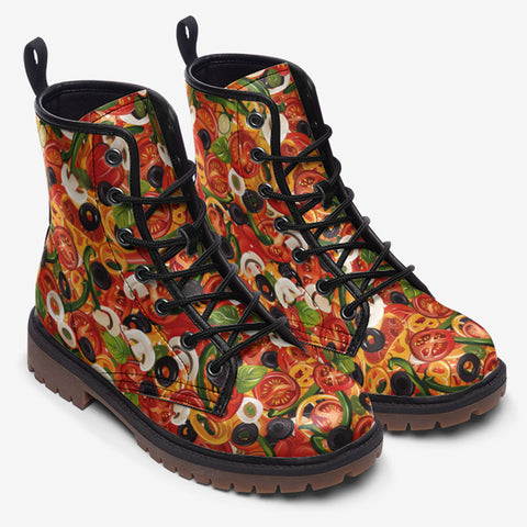 Leather Boots Pizza Texture