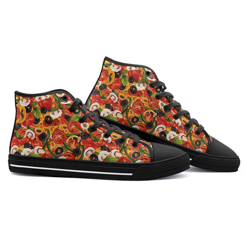 High-Top Canvas Shoes Pizza Texture