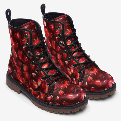 Leather Boots Pomegranate Seeds Pattern