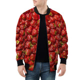 Bomber Jacket Strawberries Pattern