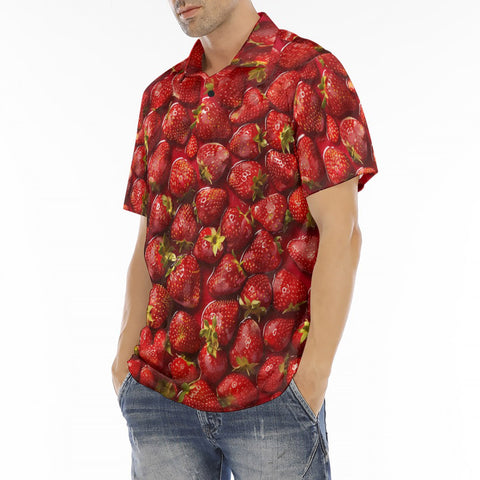 Men's Polo Shirt Strawberries Pattern