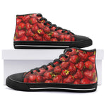 High-Top Canvas Shoes Strawberries Pattern