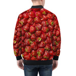 Bomber Jacket Strawberries Pattern