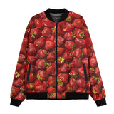 Bomber Jacket Strawberries Pattern