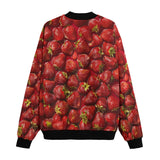 Bomber Jacket Strawberries Pattern