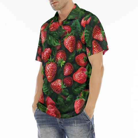 Men's Polo Shirt Strawberries with Leaves