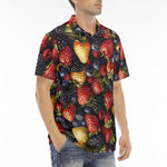 Men's Polo Shirt Strawberries Blueberries Blackberries Pattern