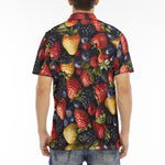 Men's Polo Shirt Strawberries Blueberries Blackberries Pattern