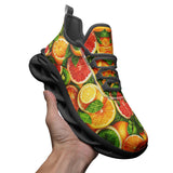 Sports Mesh Sneakers Slices of Citrus Fruits Pattern