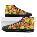 High-Top Canvas Shoes Slices of Citrus Fruits Pattern