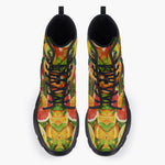 Casual Leather Chunky Boots Slices of Citrus Fruits Pattern