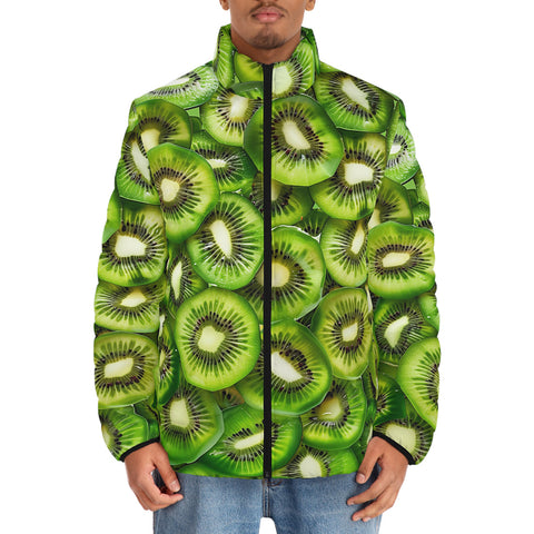 Down-Padded Puffer Jacket Kiwi Slices Pattern