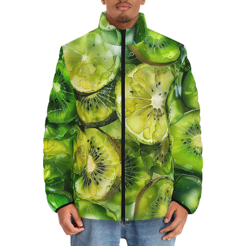 Down-Padded Puffer Jacket Green Lime and Kiwi Slices