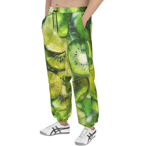 Men's Sweatpants Green Lime and Kiwi Slices