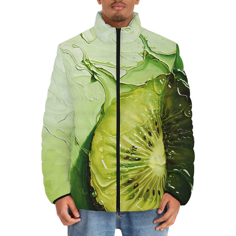 Down-Padded Puffer Jacket Kiwi Fruit Art